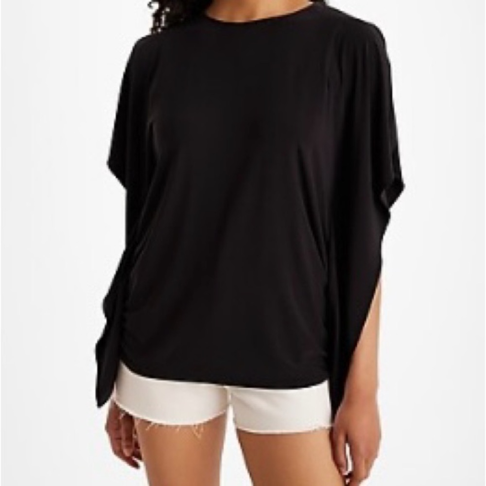 Express Relaxed Crew Neck Draped Sleeve Top